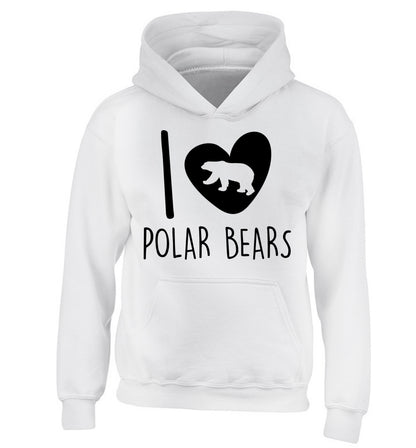 I Love Polar Bears children's white hoodie 12-13 Years