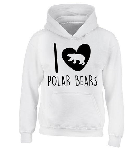 I Love Polar Bears children's white hoodie 12-13 Years
