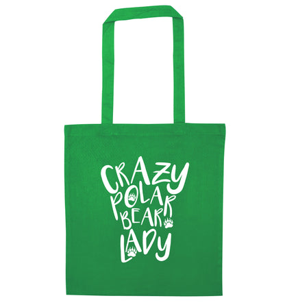 Crazy polar bear lady green tote bag