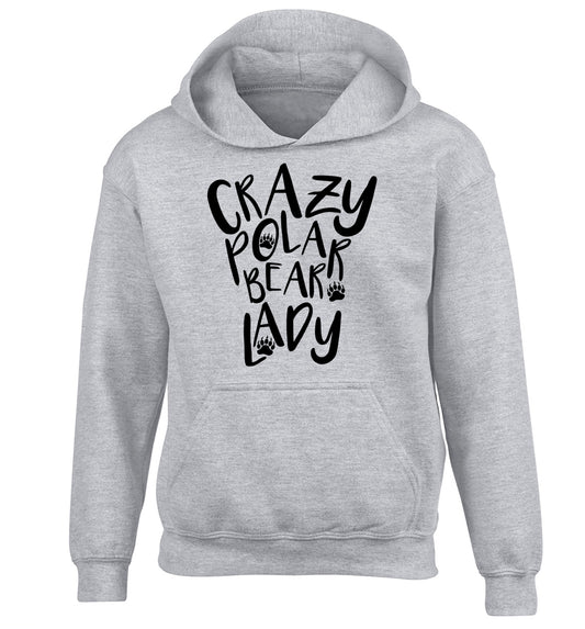 Crazy polar bear lady children's grey hoodie 12-13 Years