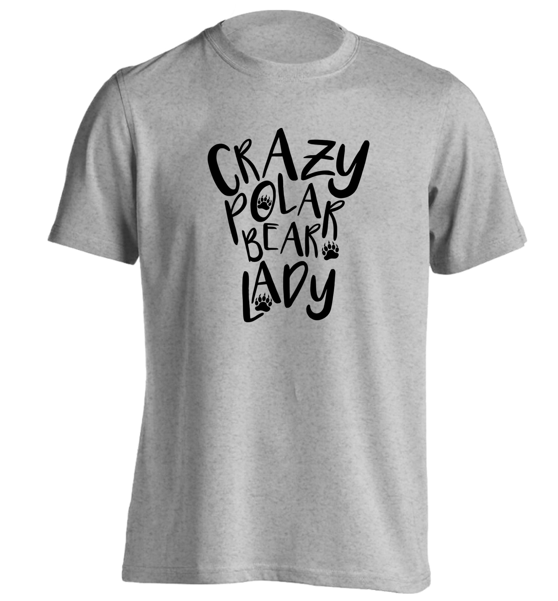 Crazy polar bear lady adults unisex grey Tshirt 2XL