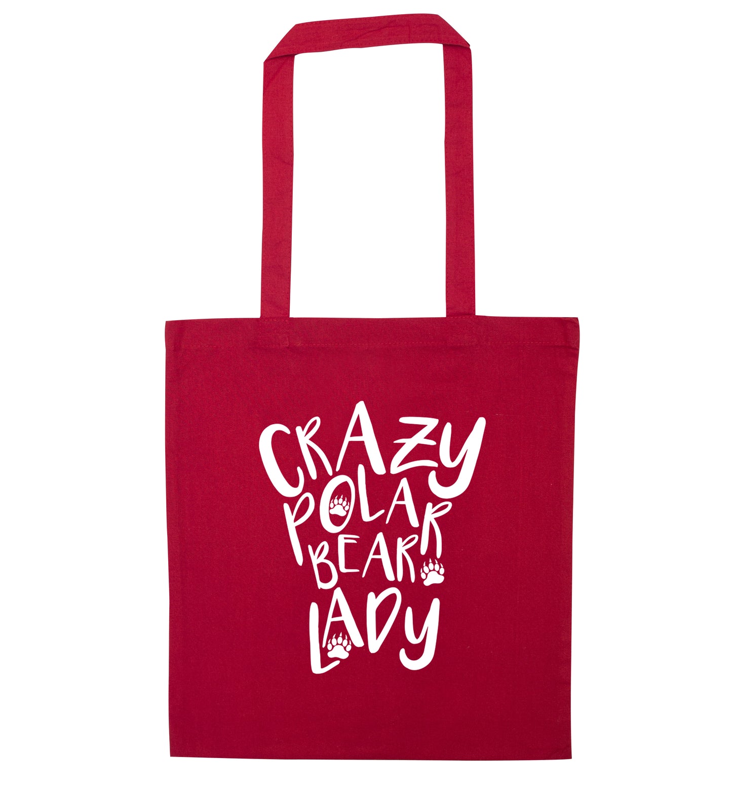 Crazy polar bear lady red tote bag