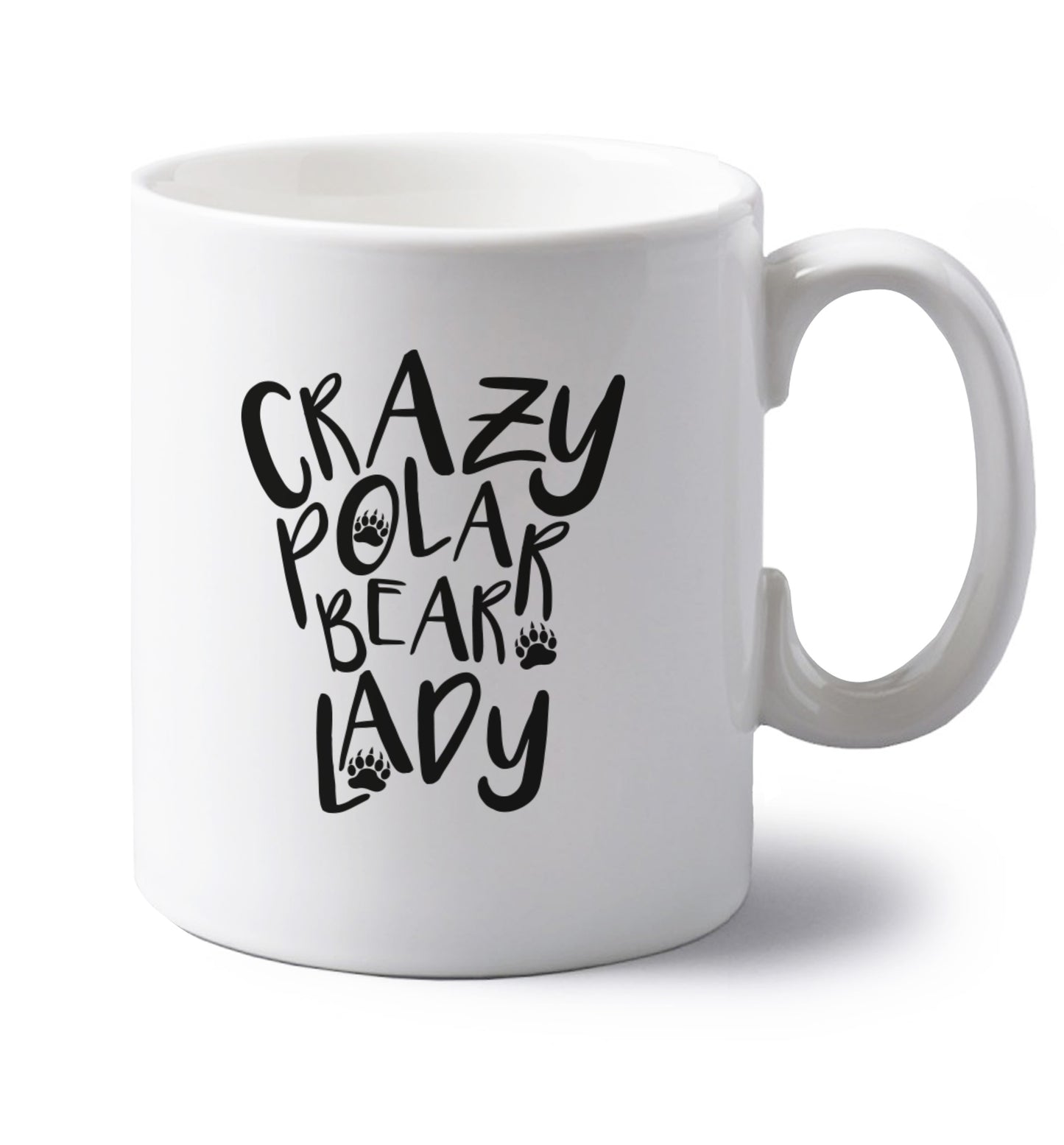 Crazy polar bear lady left handed white ceramic mug 