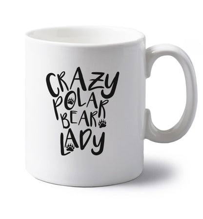 Crazy polar bear lady left handed white ceramic mug 