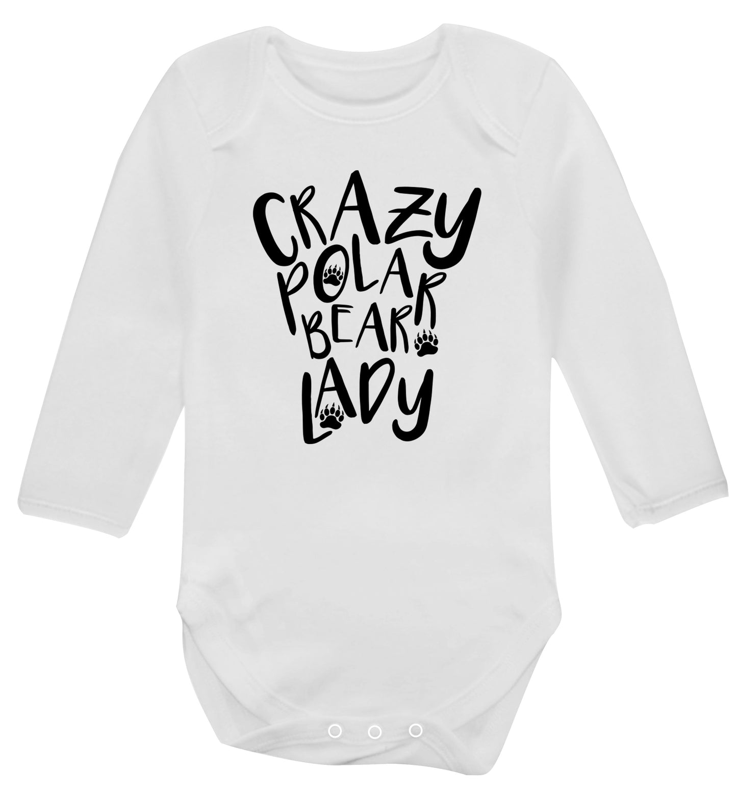 Crazy polar bear lady Baby Vest long sleeved white 6-12 months