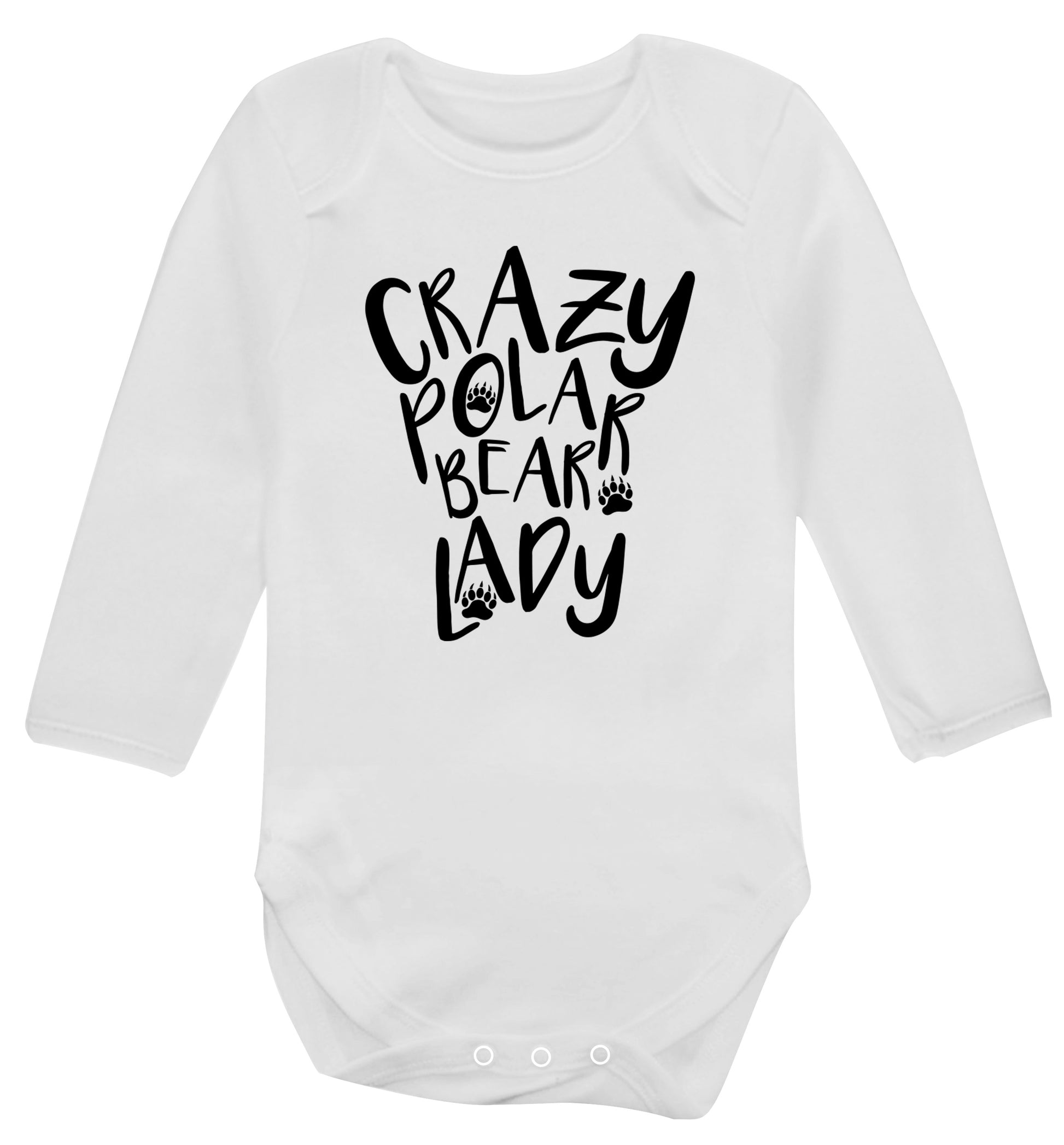 Crazy polar bear lady Baby Vest long sleeved white 6-12 months