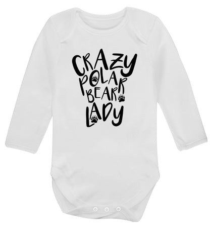 Crazy polar bear lady Baby Vest long sleeved white 6-12 months