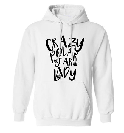 Crazy polar bear lady adults unisex white hoodie 2XL