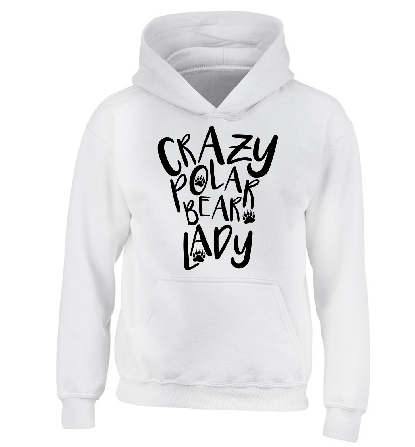 Crazy polar bear lady children's white hoodie 12-13 Years