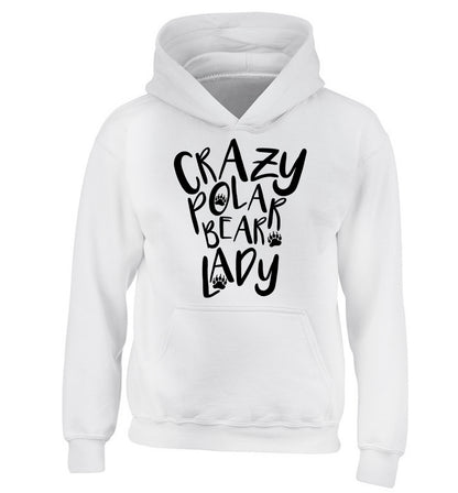 Crazy polar bear lady children's white hoodie 12-13 Years