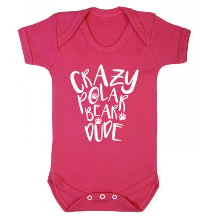 Crazy polar bear dude Baby Vest dark pink 18-24 months