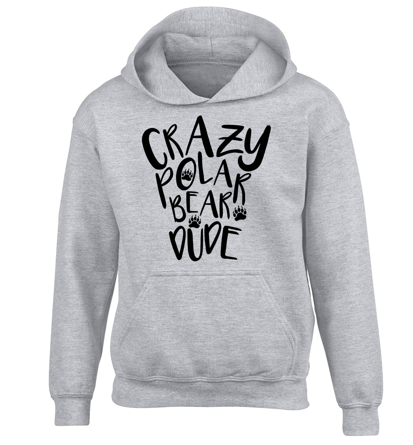 Crazy polar bear dude children's grey hoodie 12-13 Years