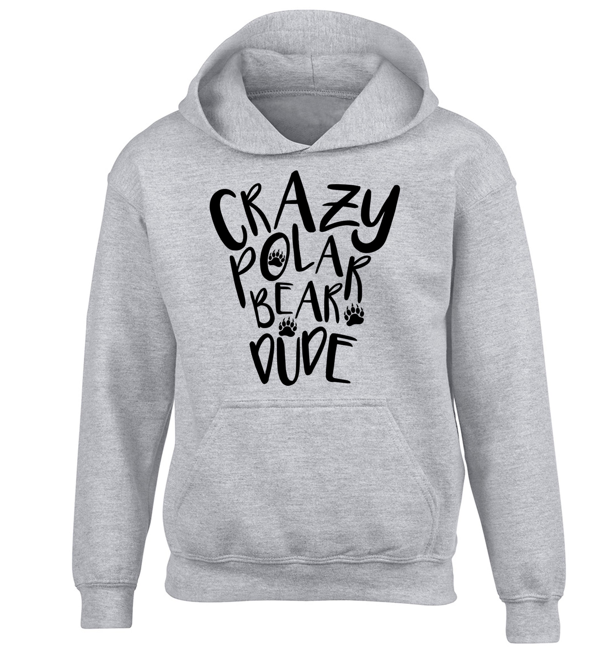 Crazy polar bear dude children's grey hoodie 12-13 Years