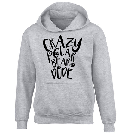 Crazy polar bear dude children's grey hoodie 12-13 Years