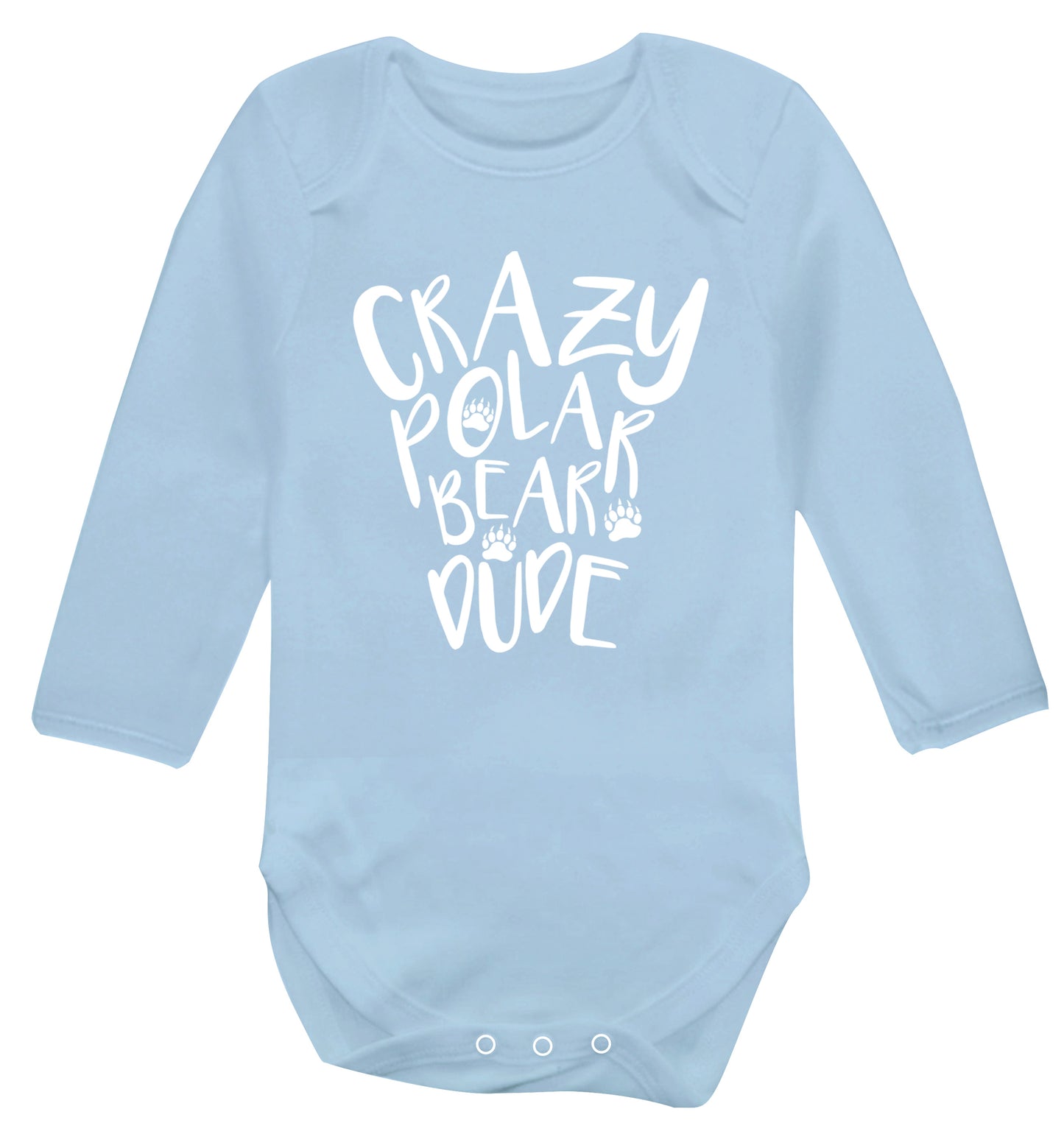 Crazy polar bear dude Baby Vest long sleeved pale blue 6-12 months