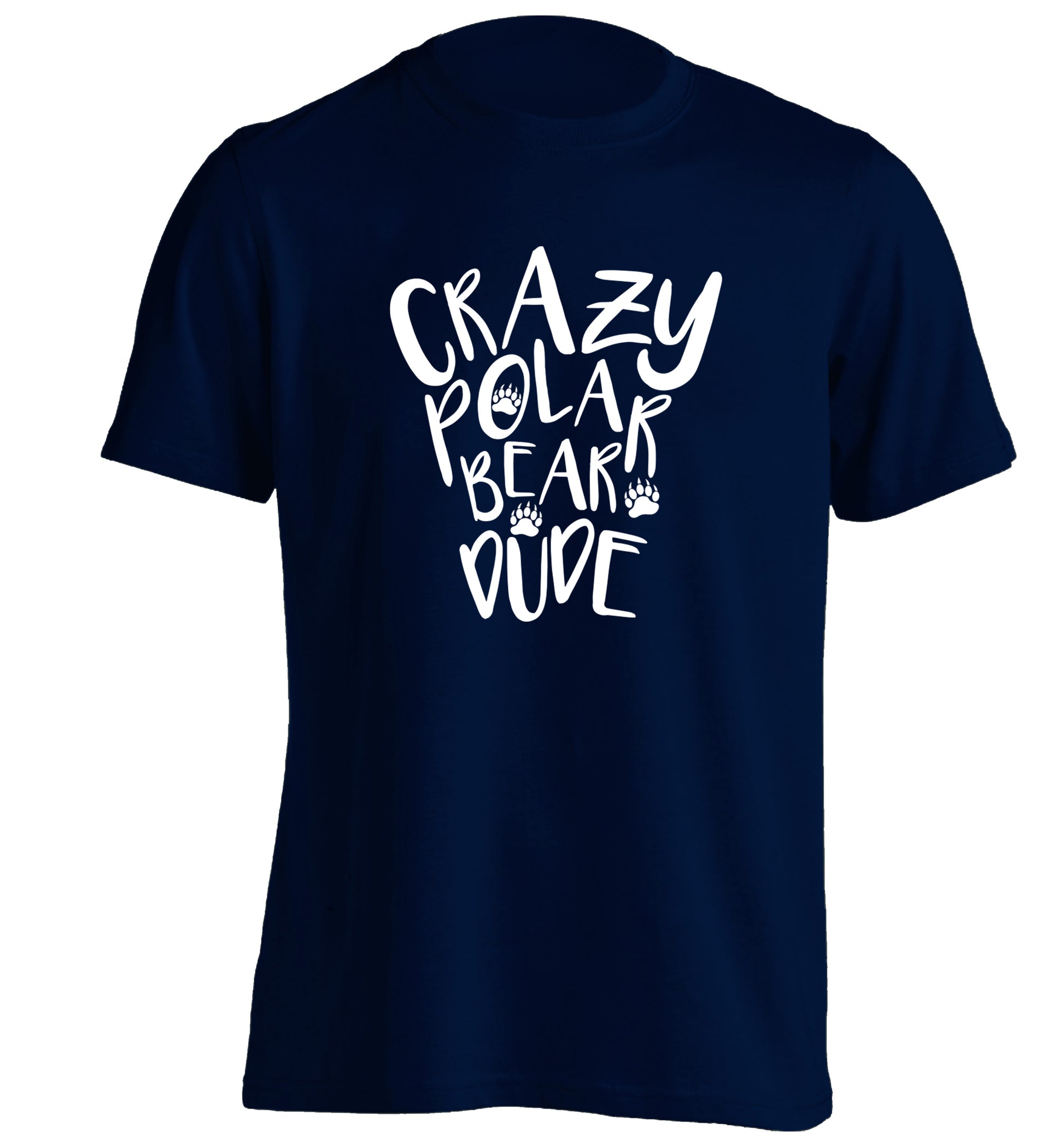Crazy polar bear dude adults unisex navy Tshirt 2XL