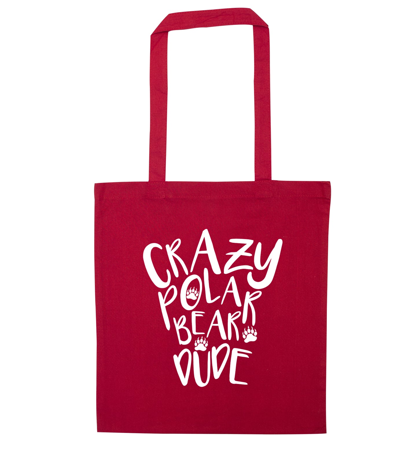 Crazy polar bear dude red tote bag