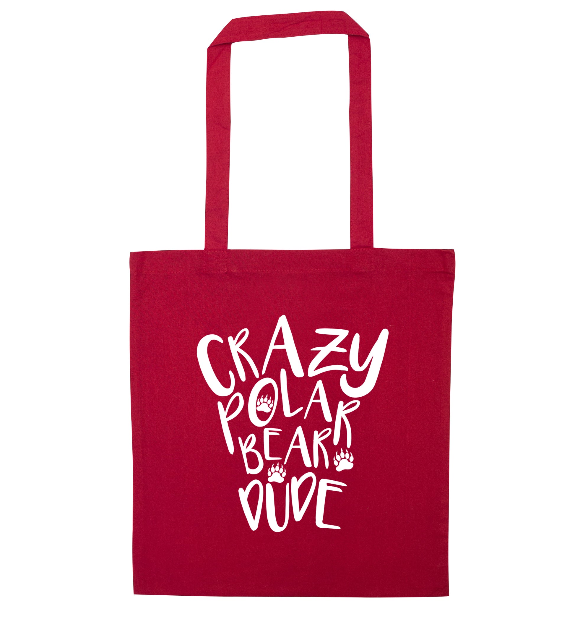 Crazy polar bear dude red tote bag