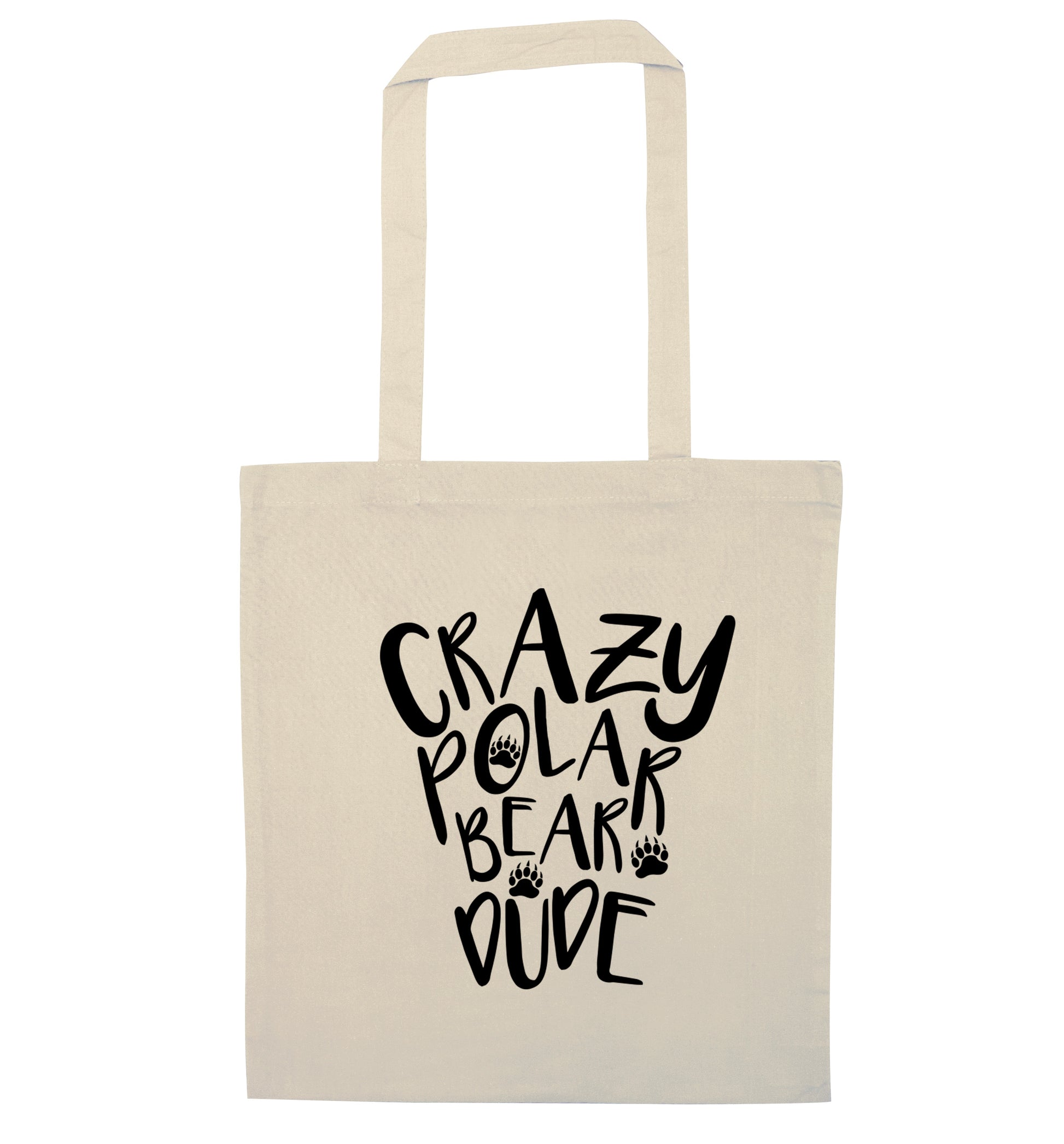 Crazy polar bear dude natural tote bag