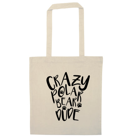 Crazy polar bear dude natural tote bag
