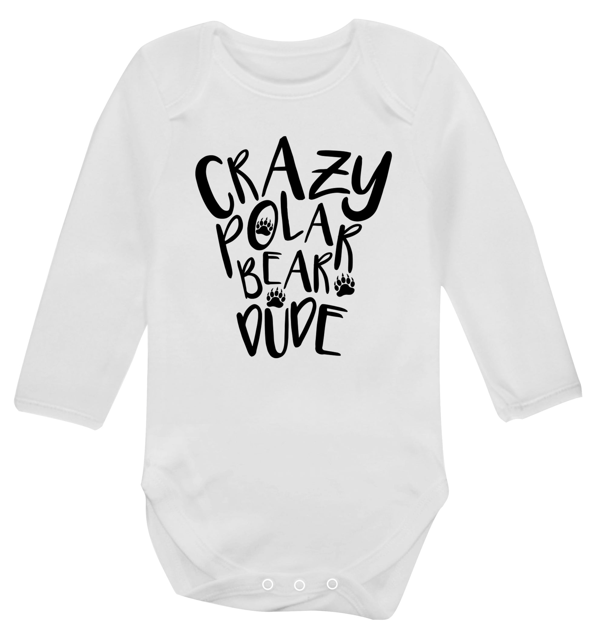 Crazy polar bear dude Baby Vest long sleeved white 6-12 months