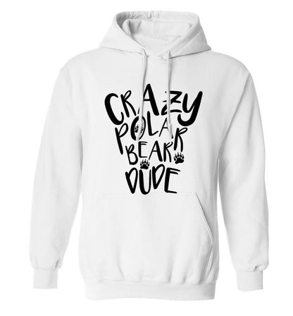 Crazy polar bear dude adults unisex white hoodie 2XL