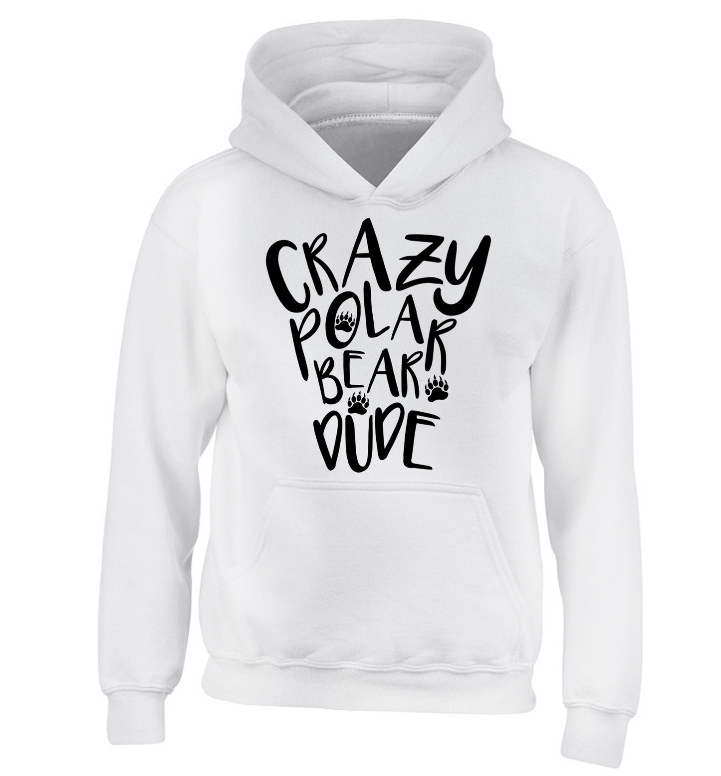Crazy polar bear dude children's white hoodie 12-13 Years