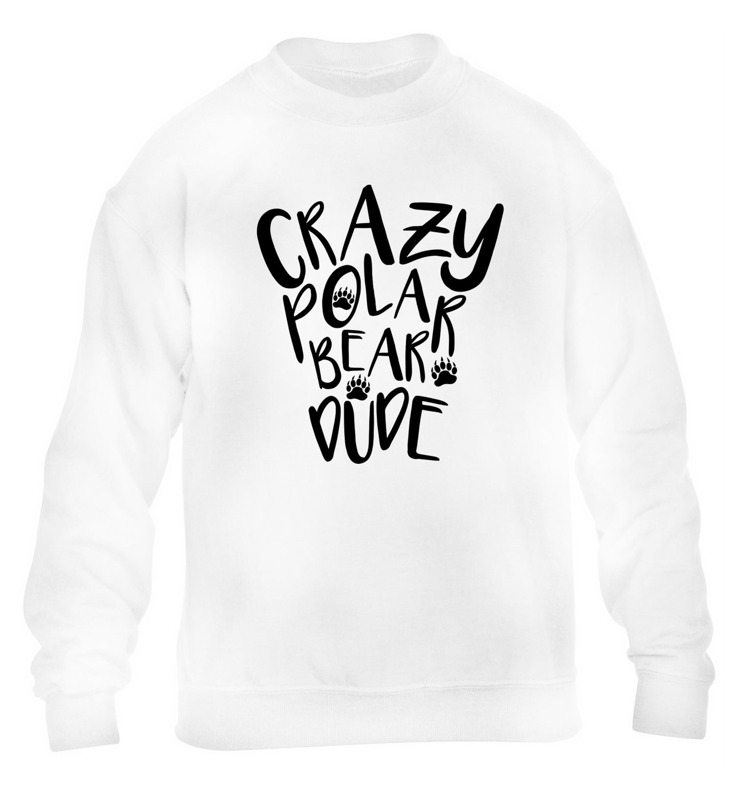 Crazy polar bear dude children's white sweater 12-13 Years