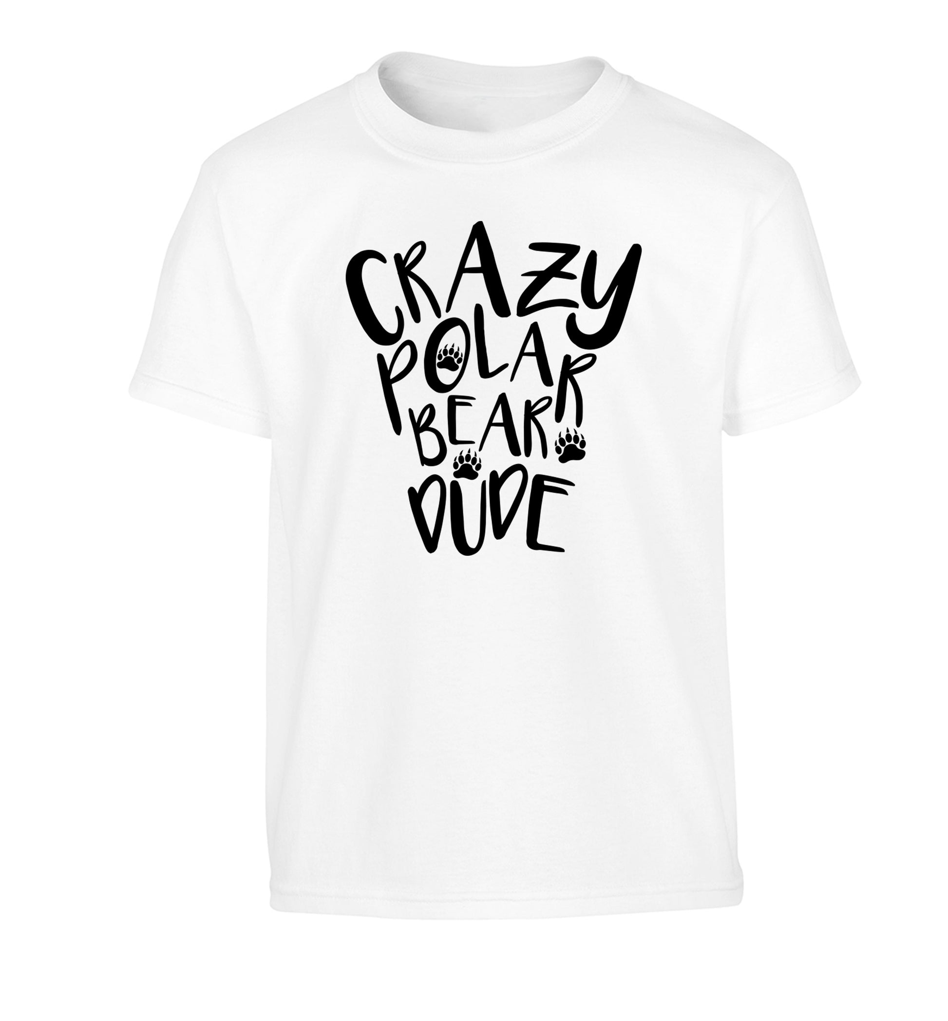 Crazy polar bear dude Children's white Tshirt 12-13 Years