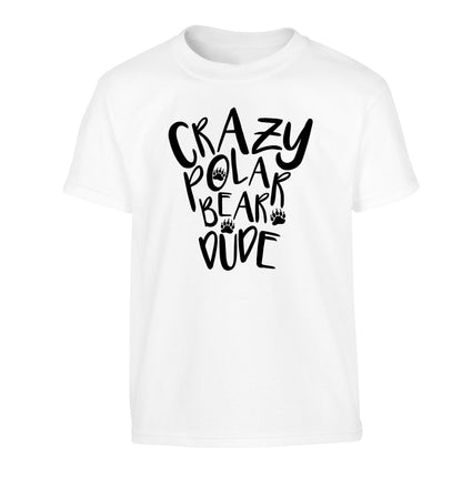 Crazy polar bear dude Children's white Tshirt 12-13 Years