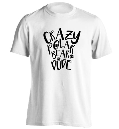 Crazy polar bear dude adults unisex white Tshirt 2XL