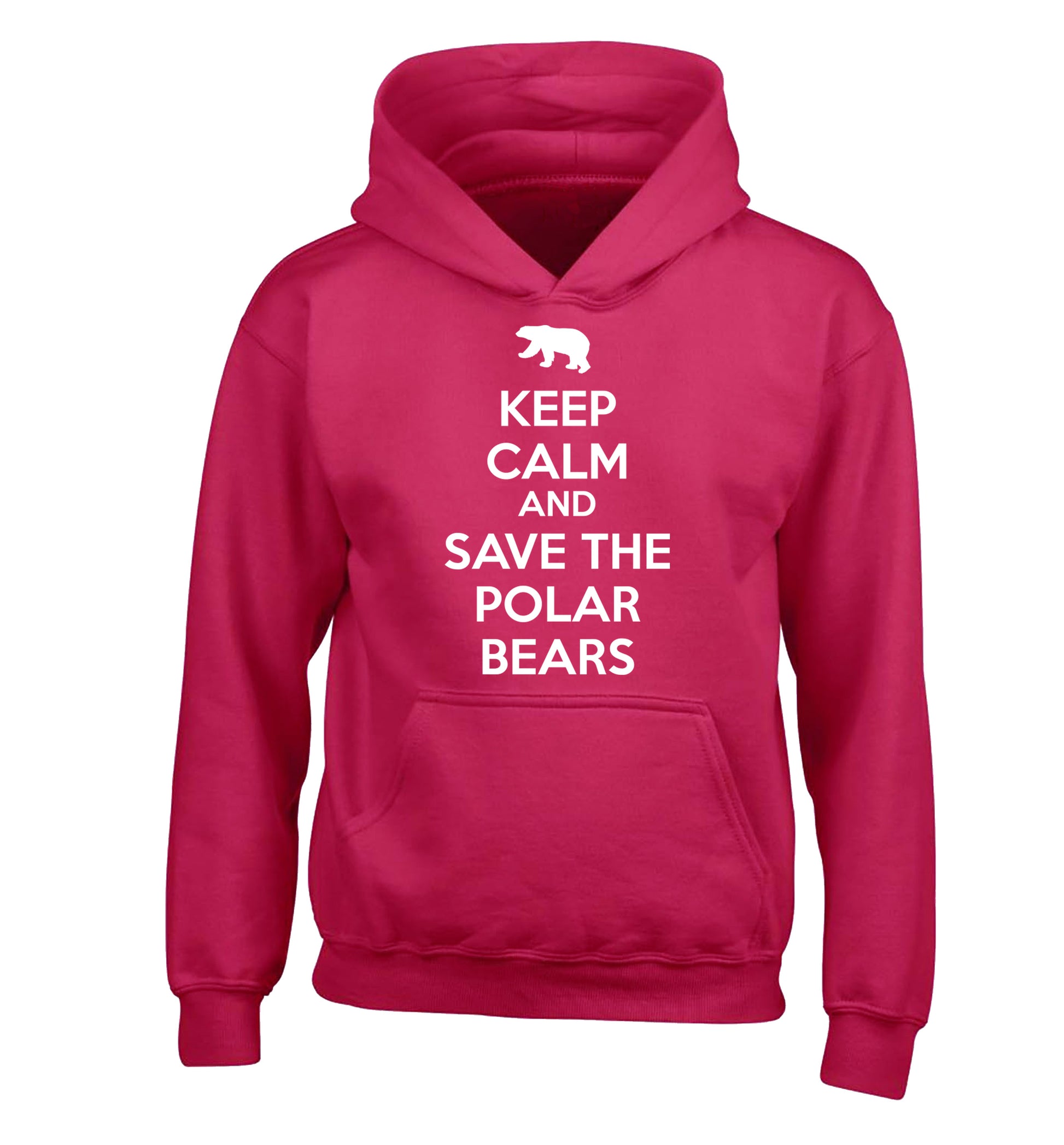 Keep calm and save the polar bears children's pink hoodie 12-13 Years