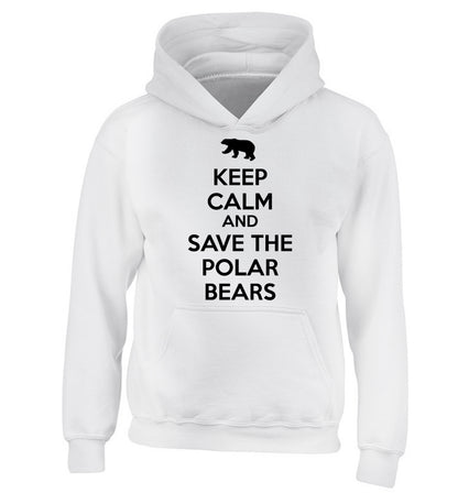 Keep calm and save the polar bears children's white hoodie 12-13 Years