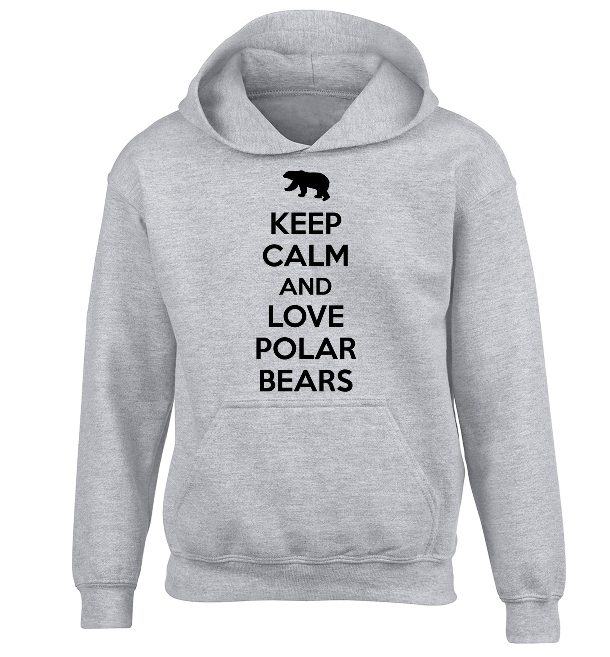 Keep calm and love polar bears children's grey hoodie 12-13 Years