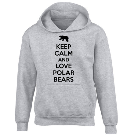 Keep calm and love polar bears children's grey hoodie 12-13 Years