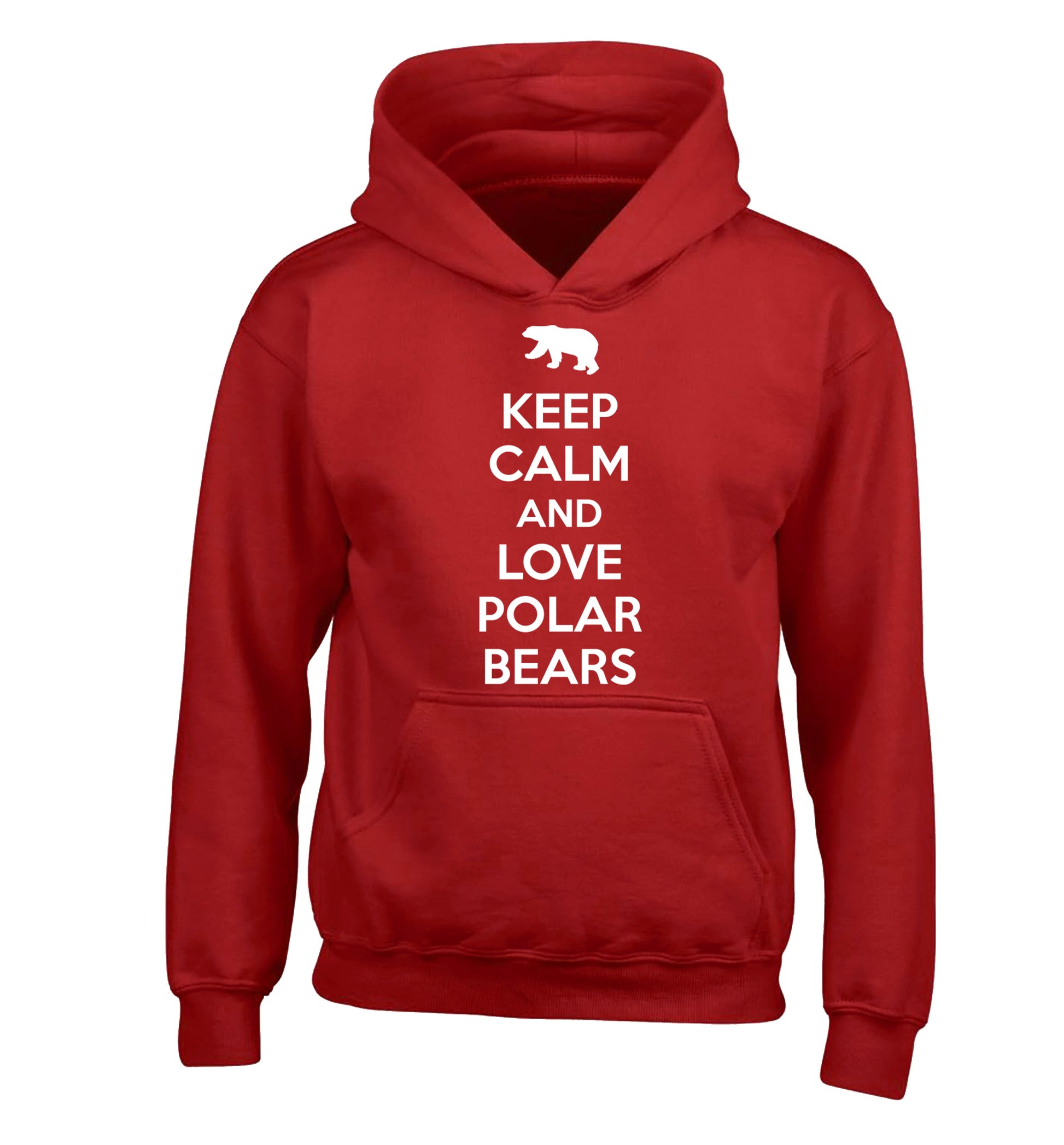 Keep calm and love polar bears children's red hoodie 12-13 Years