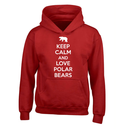 Keep calm and love polar bears children's red hoodie 12-13 Years