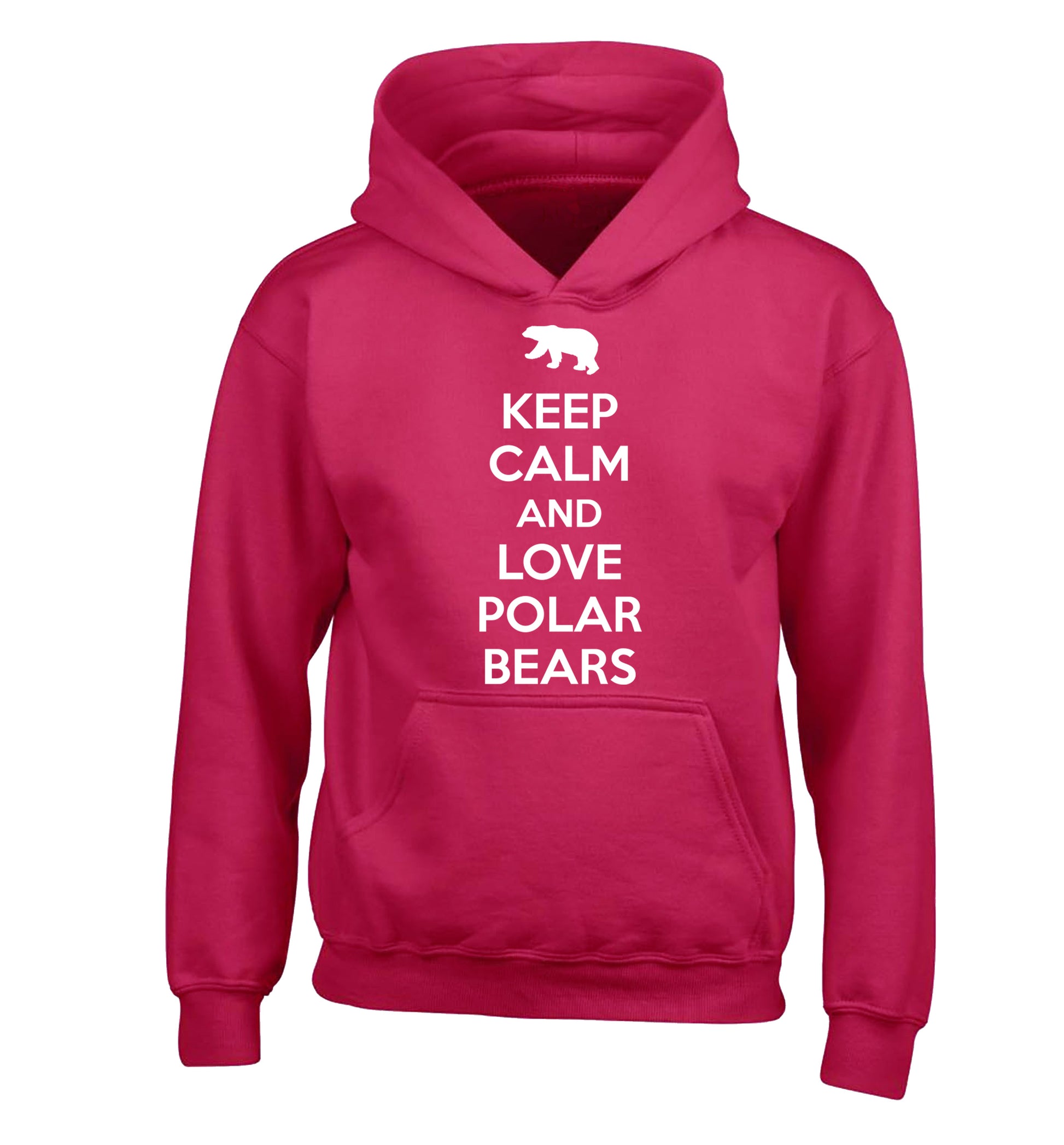 Keep calm and love polar bears children's pink hoodie 12-13 Years