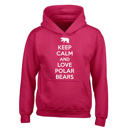 Keep calm and love polar bears children's pink hoodie 12-13 Years