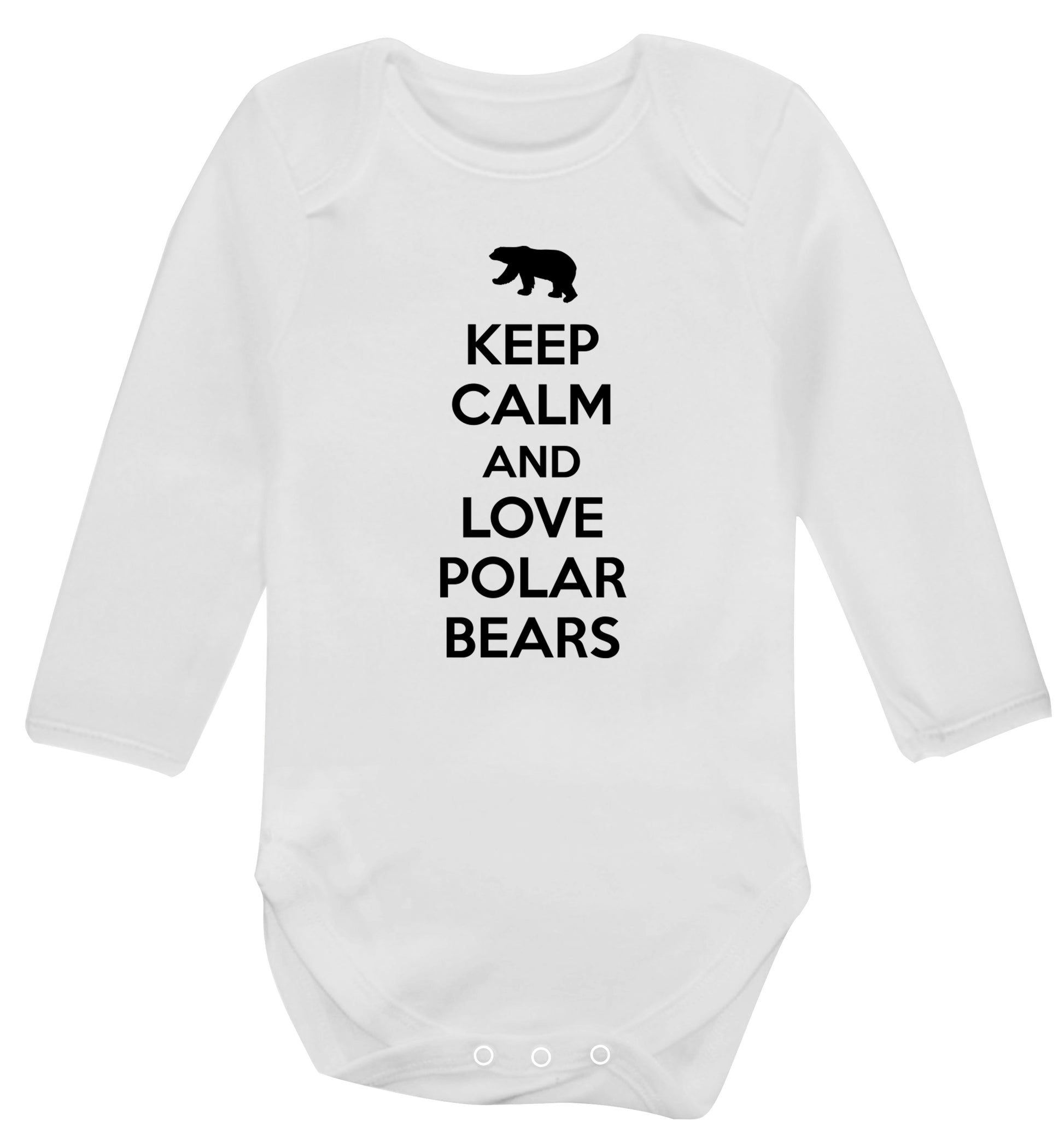 Keep calm and love polar bears Baby Vest long sleeved white 6-12 months