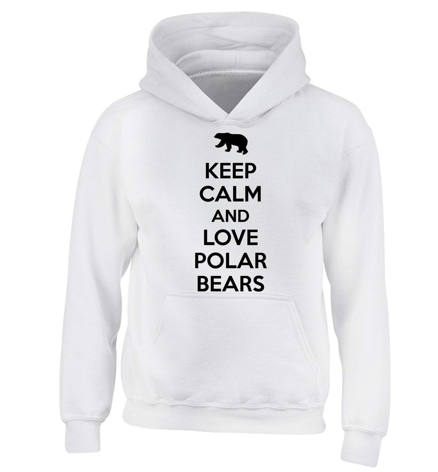 Keep calm and love polar bears children's white hoodie 12-13 Years