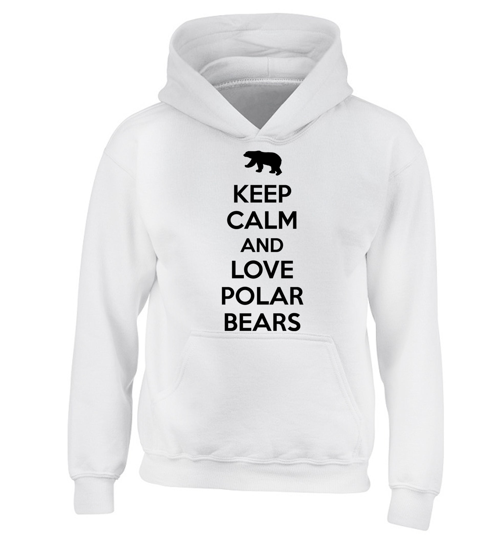 Keep calm and love polar bears children's white hoodie 12-13 Years
