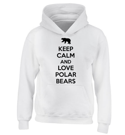 Keep calm and love polar bears children's white hoodie 12-13 Years