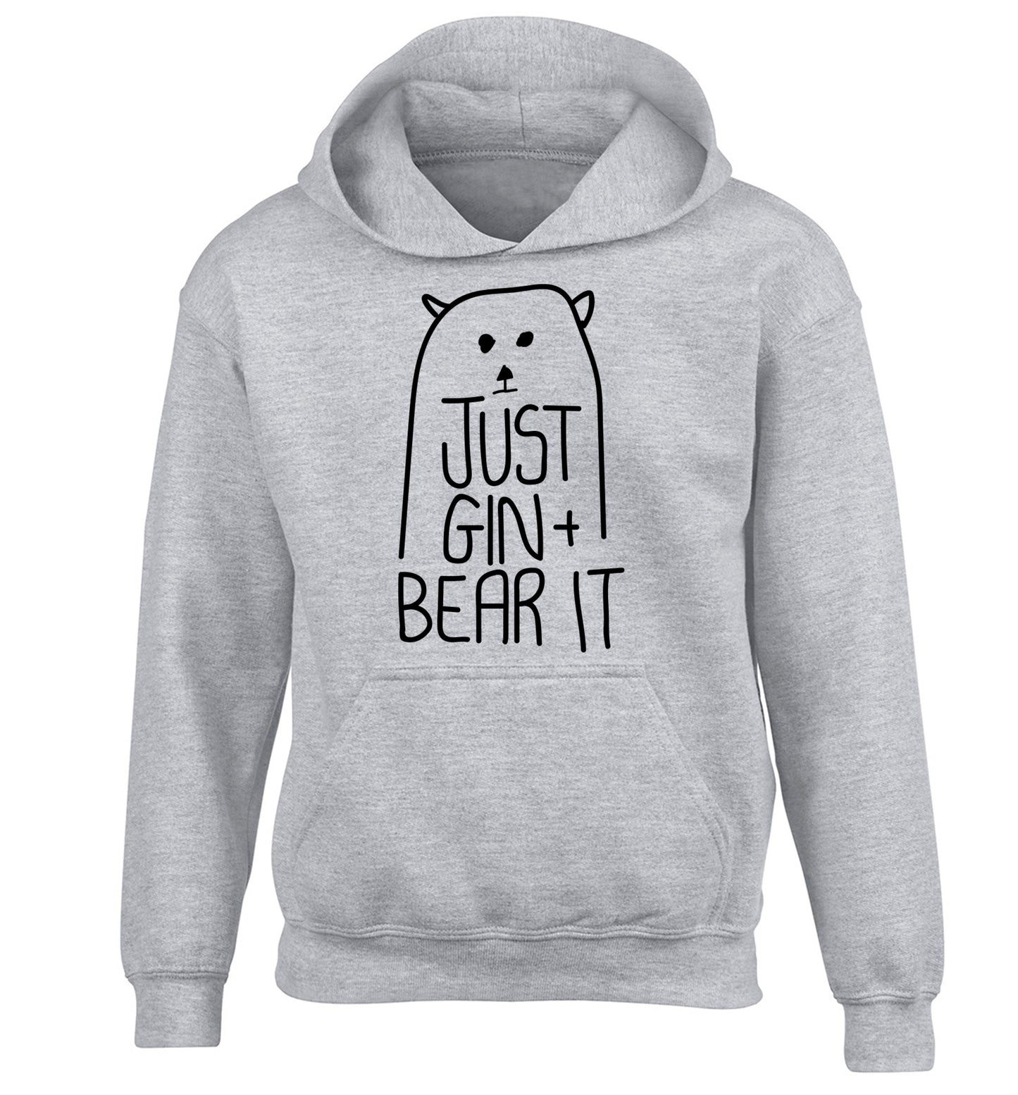 Just gin and bear it children's grey hoodie 12-13 Years