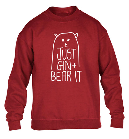 Just gin and bear it children's grey sweater 12-13 Years
