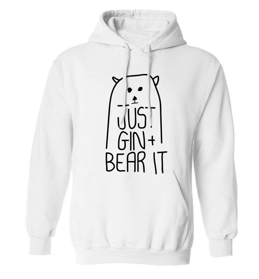 Just gin and bear it adults unisex white hoodie 2XL