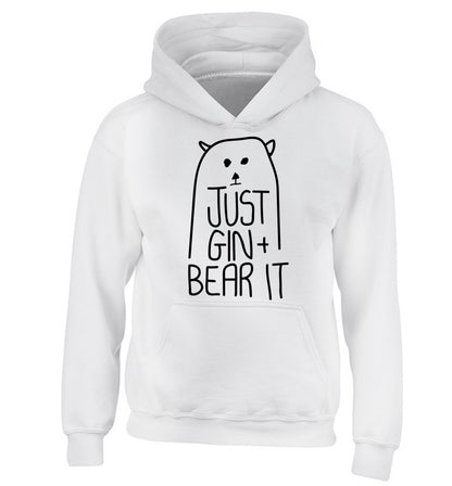 Just gin and bear it children's white hoodie 12-13 Years