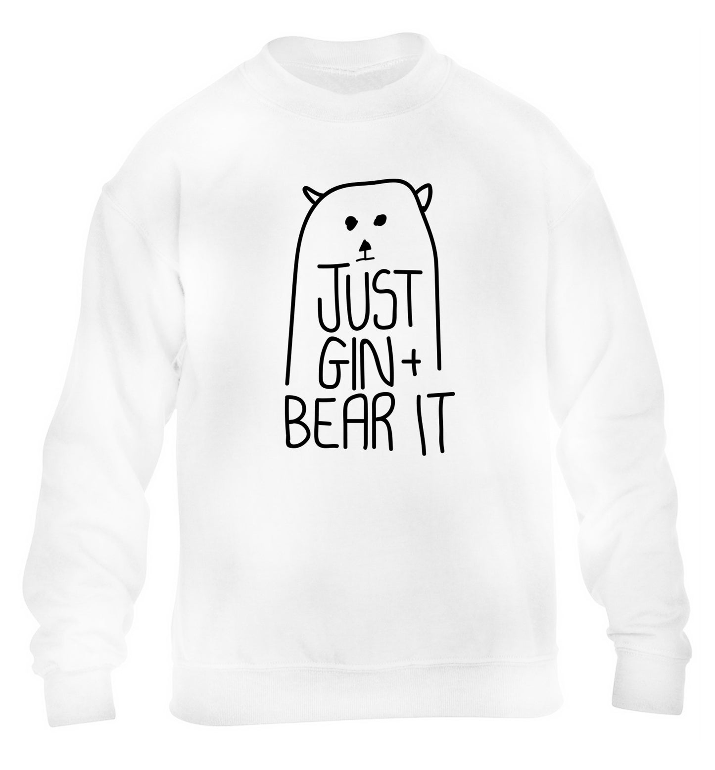 Just gin and bear it children's white sweater 12-13 Years