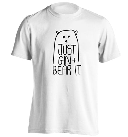 Just gin and bear it adults unisex white Tshirt 2XL