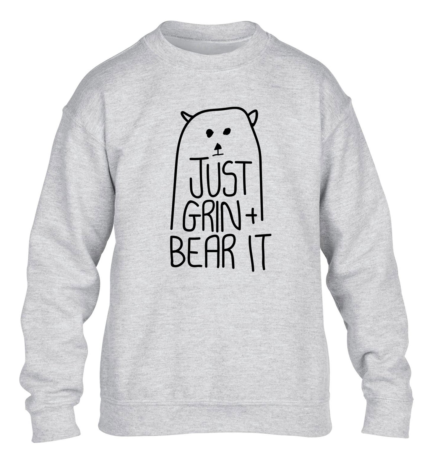 Just grin and bear it children's grey sweater 12-13 Years